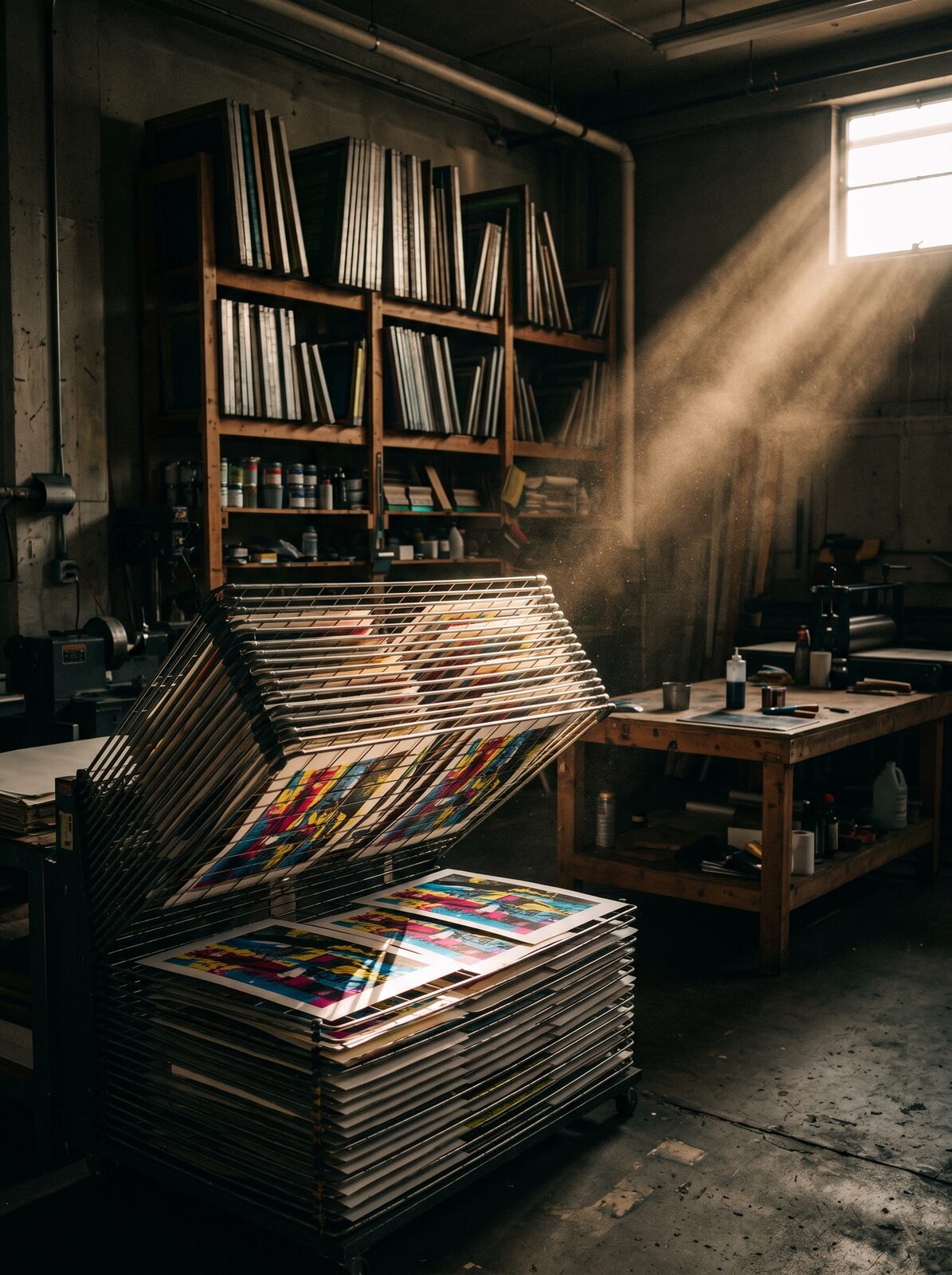 Rack de secado en taller